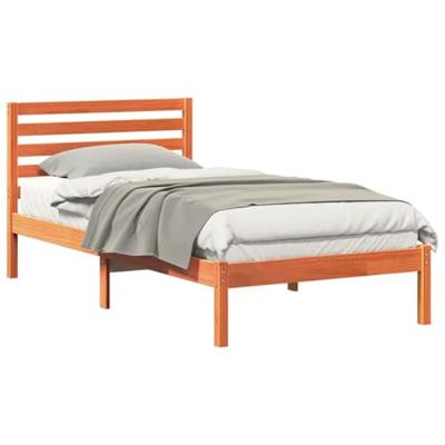 Bedframe met hoofdeinde Wasbruin 75 x 190 cm Massief grenenhout