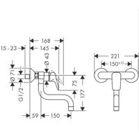 Hansgrohe Logis wand keukenkraan chroom 71836000 - thumbnail