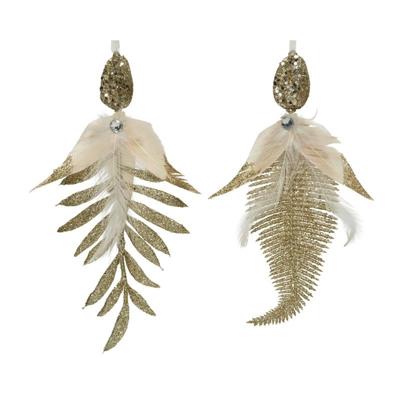 Blad pp a2 leaf feathers glitter organza - Decoris