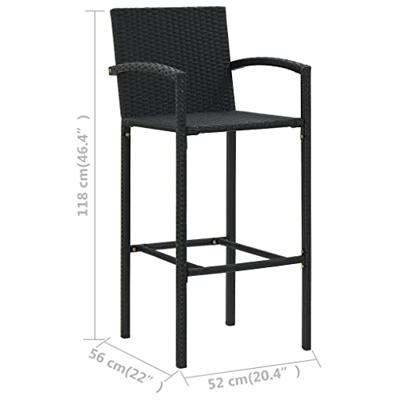 Barkrukken 4 st poly rattan zwart - thumbnail
