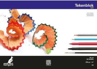 Kangaro tekenblok A3 200 gram 20 vel wit