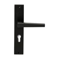 Hardbrass Deurkruk Seoul op rechthoekig langschild profielcilindergat 72mm - zwart - thumbnail