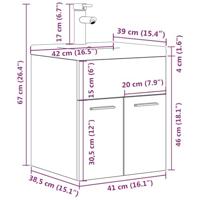 Wastafelkast met ingebouwde wasbak en kraan betongrijs - thumbnail