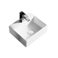 Nemo Spring Sun Handwasbakje - rechthoekig - 33.5x29.5cm - wandmontage - afvoergat D4.5cm - zonder overloop - porselein wit TR4549 - thumbnail