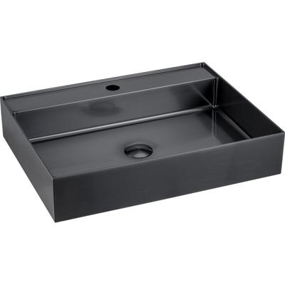 Waskom Sapho Aurum Vierkant met Kraangat 50 x 42 cm RVS Antraciet Sapho