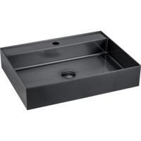 Waskom Sapho Aurum Vierkant met Kraangat 50 x 42 cm RVS Antraciet Sapho - thumbnail