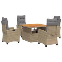 5-delige Tuinset met kussens poly rattan beige - thumbnail