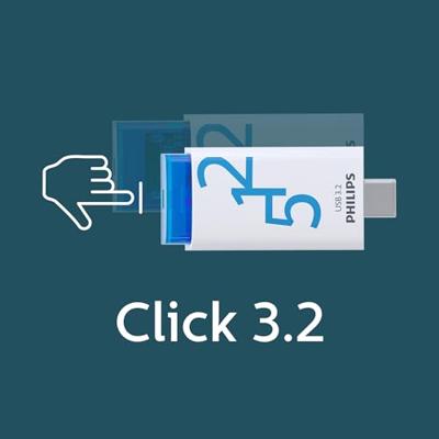Usb stick 3.2 philips click usb-c 512gb blauw Usb stick 3.2 philips click usb-c 512gb blauw