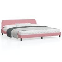Bedframe met hoofdeinde fluweel roze 200x200 cm - thumbnail