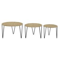 Set van 3 tafels DKD Home Decor Bruin Zwart Natuurlijk 62 x 62 x 40 cm 62 x 62 x 40,5 cm - thumbnail