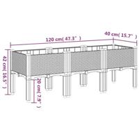 VidaXL Plantenbak met poten 120x40x42 cm polypropeen wit - thumbnail