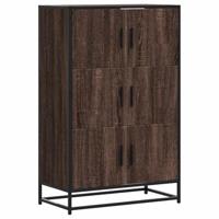 Hoge kast 68x35x106,5cm bewerkt hout en metaal bruin eikenkleur - thumbnail