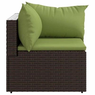 Tuinhoekbank poly rattan met kussens bruin