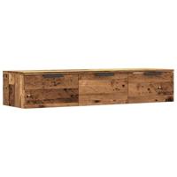 Wandkast 102x30x20 cm bewerkt hout oud houtkleurig - thumbnail