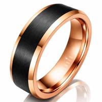 Wolfraam heren ring Rosegoud Zwart 8mm-17mm - thumbnail