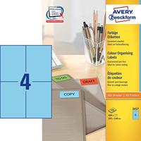 Etiket Avery Zweckform 3457 105x148mm A6 blauw 400stuks - thumbnail