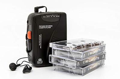 GPO KW938B draagbare cassettespeler, walkman met geïntegreerde luidpreker en microfoon zwart