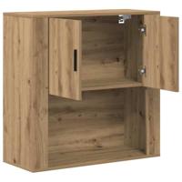 Wandkast artisanaal eikenkleurig 80 x 33 x 80 cm Bewerkt hout - thumbnail