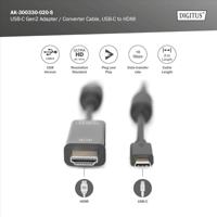 Digitus AK-300330-020-S USB-C-displaykabel USB-C / HDMI Adapterkabel USB-C stekker, HDMI-A-stekker 2.00 m Zwart Afgeschermd, Afgeschermd (dubbel) - thumbnail