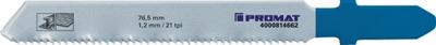 Promat/Tecwerk Decoupeerzaagblad | totale lengte 76,5 mm | tandverdeling 1,2 mm | HSS | 5 stuks / kaart - 4000814662