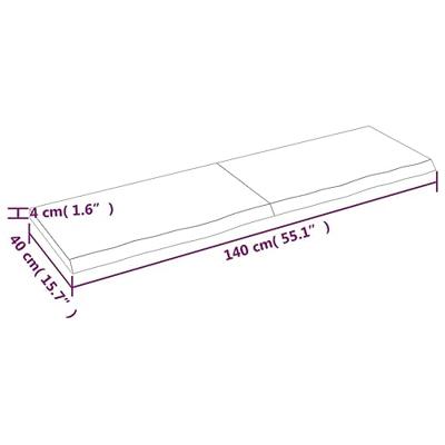 Wastafelblad 140x40x(2-4) cm behandeld massief hout donkerbruin