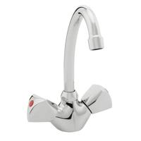 Nemo Start Riga wastafelmengkraan tweegreeps eengats montage op wastafel met beweegbare bek met automatische lediging chroom 17.104-CROM - thumbnail