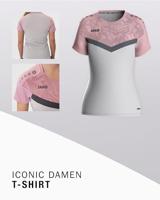 JAKO 6124D T-Shirt Iconic Dames - Zachtgrijs/Dusky Pink/Anthra Light - 42 - thumbnail
