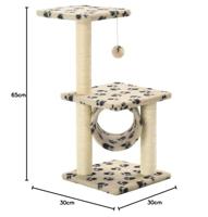 VidaXL Kattenkrabpaal met sisal krabpalen 65 cm pootafdrukken beige - thumbnail