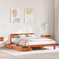 Bedframe zonder matras massief grenenhout wasbruin 140x200 cm - thumbnail