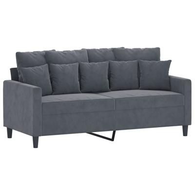 2-delige Loungeset met kussens fluweel donkergrijs - thumbnail