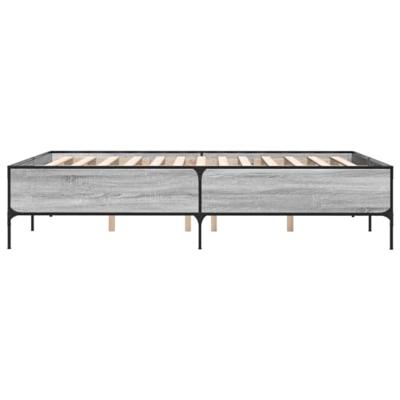 Bedframe bewerkt hout metaal grijs sonoma eiken 160x200 cm