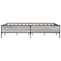 Bedframe bewerkt hout metaal grijs sonoma eiken 160x200 cm - thumbnail