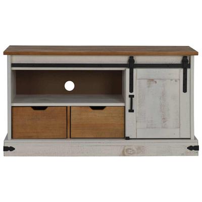Tv-meubel HALDEN met schuifdeur wit 110x40x60 cm massief hout