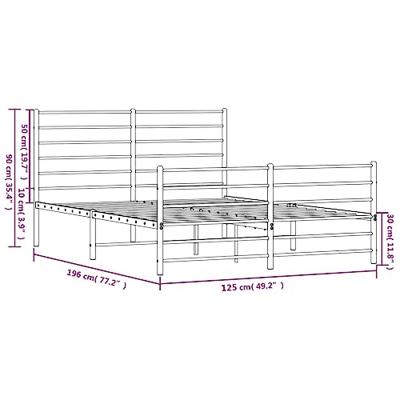 Bedframe met hoofd- en voeteneinde metaal wit 120 x 190 cm