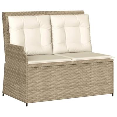 5-delige Loungeset met kussens poly rattan beige - thumbnail