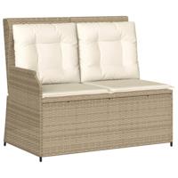 3-delige Loungeset met kussens poly rattan beige - thumbnail