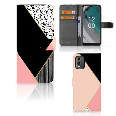 Nokia C32 | Book Case | Zwart Roze Vormen Nokia C32 | Book Case | Zwart Roze Vormen