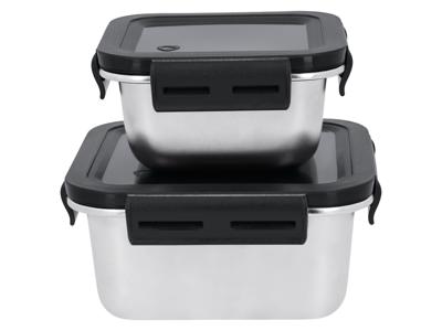 SILVERCREST Rvs vershoudbakjes (Vierkant, Zilver/zwart)