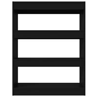 Boekenkast/kamerscherm 80x30x103 cm bewerkt hout zwart - thumbnail
