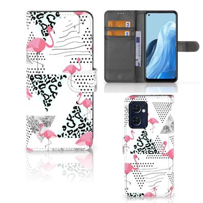 OPPO Find X5 Lite | Reno 7 5G | Telefoonhoesje | Met pasjeshouder | Flamingo Triangle