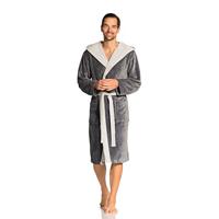 Vossen Vossen Badjas Poppy flanell/light grey XL - thumbnail