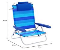 Marbueno Opvouwbare Stoel 5 Posities Aluminium met Kussen Blauwe Strepen Strand en Zwembad 61X68X82 cm 10242 - thumbnail