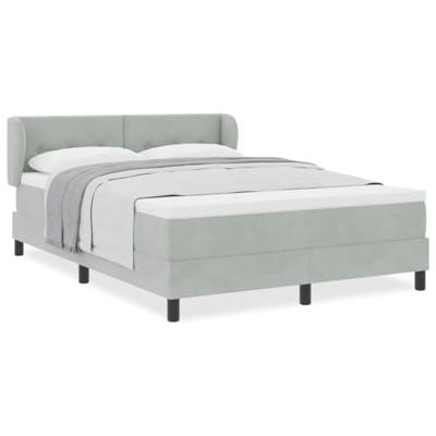 Boxspringbed met matras Lichtgrijs 140 x 190 cm Fluweel