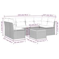 7-delige Loungeset met kussens poly rattan grijs - thumbnail