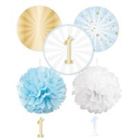 Amscan Decoratieset 1e verjaardag papier blauw 5-delig | 12 stuks - thumbnail