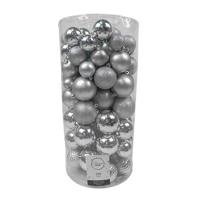 Decoris kerstbalmix kunststof 100st zilver - thumbnail