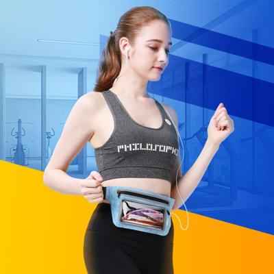 ROCK sport taille tas etui met oortelefoon gat (blauw)