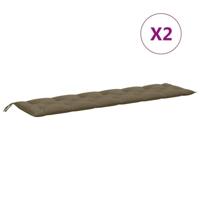 VidaXL Tuinbankkussens 2 st 200x50x7 cm stof gemêleerd taupe - thumbnail