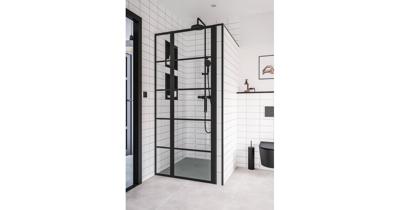 Saqu Miralo industriële draaideur voor nis incl. antikalk 90x200cm mat zwart