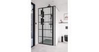 Saqu Miralo industriële draaideur voor nis incl. antikalk 90x200cm mat zwart - thumbnail